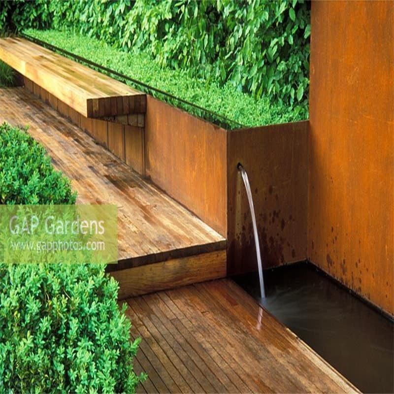 No Paint Corten Steel Waterfall Design